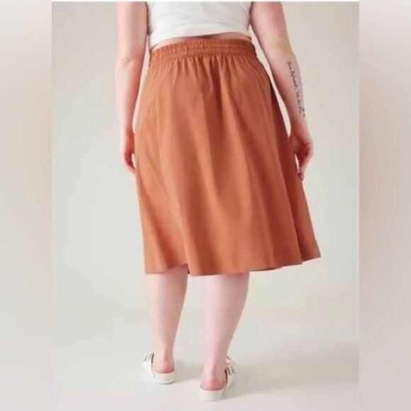 NWT Athleta Arrival Midi Skirt Size 22 Orange Packable Lightweight - Picture 3 of 9